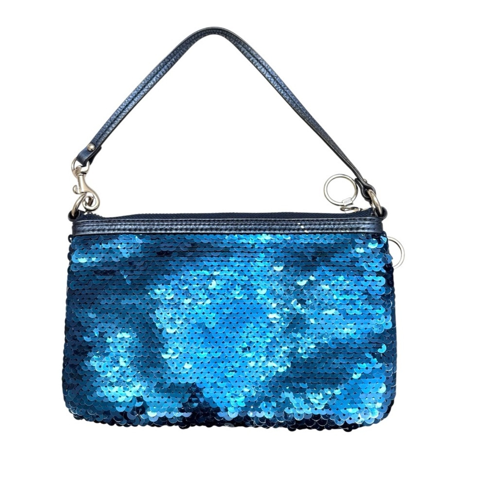 Coach blue sequins poppy mini bag evening formal - Picture 7 of 10